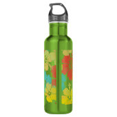 Bouteille D'eau En Acier Inoxydable PixDezines rétro hibiscus/orange/bleu/jaune (Dos)