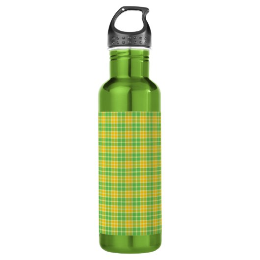 Bouteille D'eau En Acier Inoxydable Plaid Citron-Lime personnalisable (Devant)