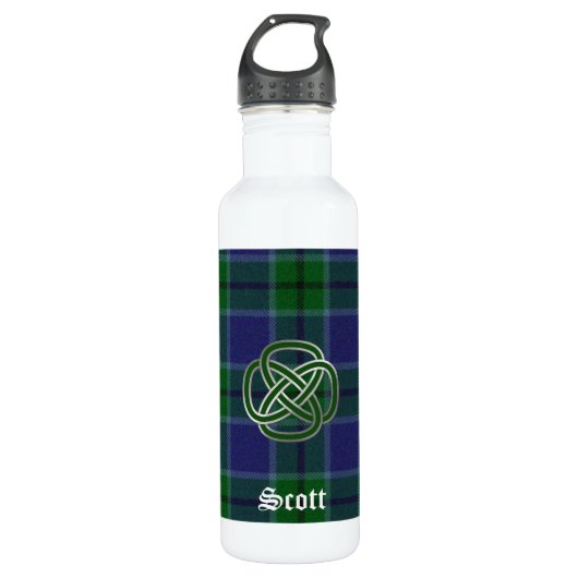 Bouteille D'eau En Acier Inoxydable Plaid de tartan bleu et vert de Scott (Devant)