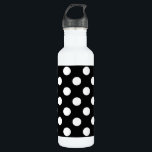 Bouteille D'eau En Acier Inoxydable Pois blancs sur noir<br><div class="desc">Pois blancs sur noir</div>