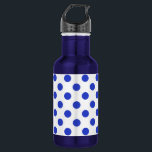 Bouteille D'eau En Acier Inoxydable Pois bleu royal<br><div class="desc">Pois bleus royaux sur arrière - plan blanc</div>