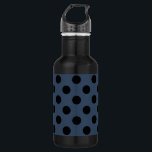 Bouteille D'eau En Acier Inoxydable Pois noirs sur gris-bleu<br><div class="desc">Pois noirs sur gris-bleu</div>