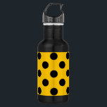 Bouteille D'eau En Acier Inoxydable Pois noirs sur jaune<br><div class="desc">Pois noirs sur jaune</div>