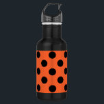 Bouteille D'eau En Acier Inoxydable Pois noirs sur orange<br><div class="desc">Pois noirs sur orange</div>