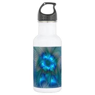 Bouteille D'eau En Acier Inoxydable Position, Abstrait bleu turquoise fractal