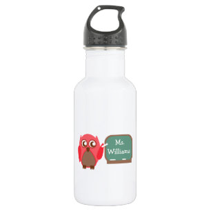 Bouteille D'eau En Acier Inoxydable Professeur rouge de hibou au tableau