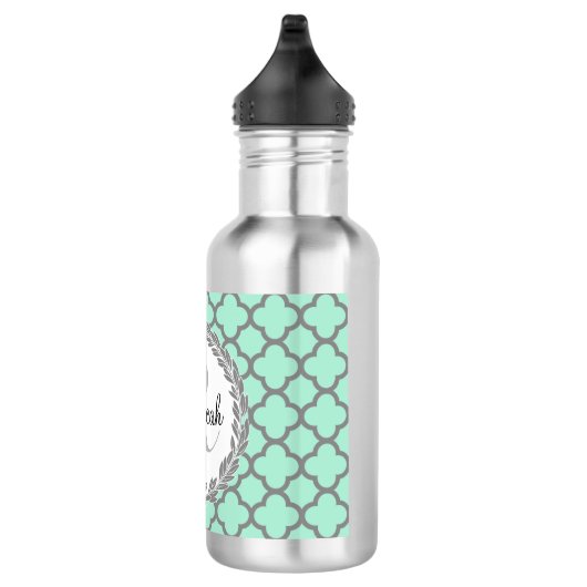 Bouteille D'eau En Acier Inoxydable Quatrefoil vert et gris Laurel (Droite)