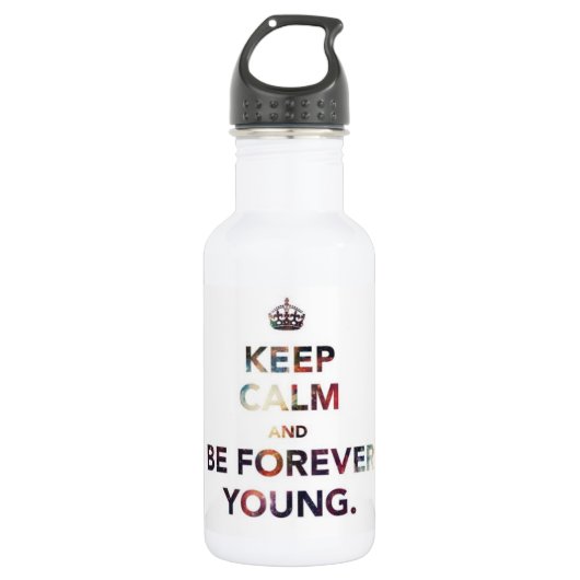 Bouteille D'eau En Acier Inoxydable "Restez Calme Et Soyez Éternellement Jeune" Voyage (Devant)
