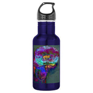 Bouteille D'eau En Acier Inoxydable Romantique élégant violet turquoise peinture de fl
