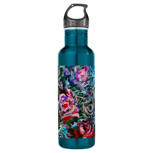 Bouteille D'eau En Acier Inoxydable roses Abstraits en rouge et turquoise (Devant)