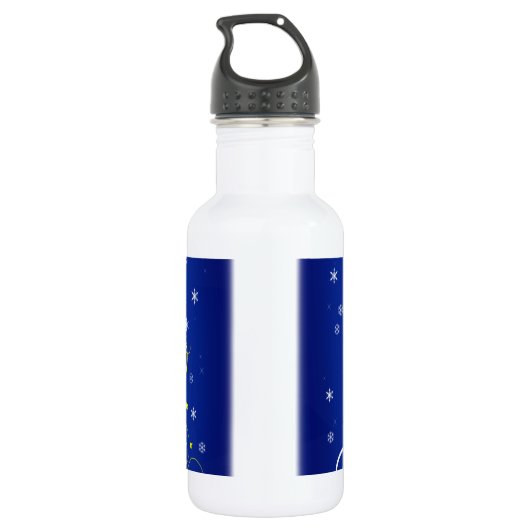 Bouteille D'eau En Acier Inoxydable Scène de Noël bleue (Dos)