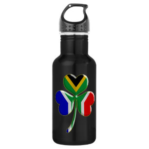 Bouteille D'eau En Acier Inoxydable Shamrock irlandais avec le drapeau sud-africain