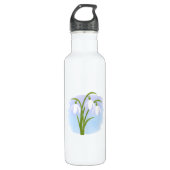 Bouteille D'eau En Acier Inoxydable Snowdrops - Fleurs de printemps sur aquarelle bleu (Devant)