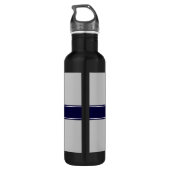 Bouteille D'eau En Acier Inoxydable Solid Gray Navy Blue Ribbon (Dos)