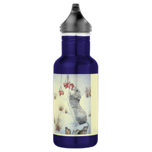 Bouteille D'eau En Acier Inoxydable Souris mignonne et art rouge de faune de scène de