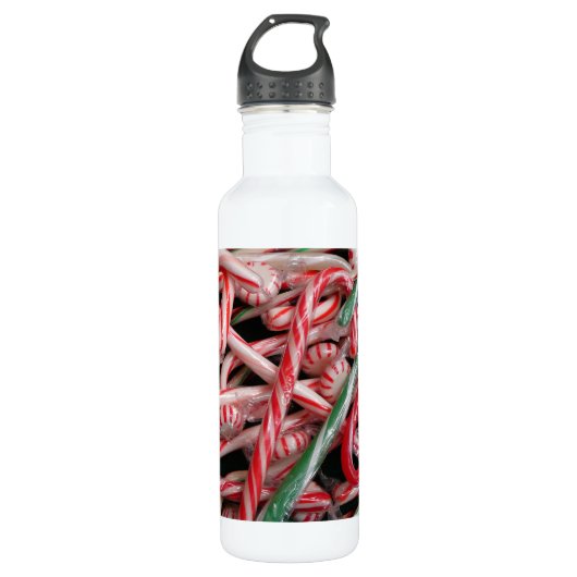 Bouteille D'eau En Acier Inoxydable Sucres de canne et menthe de Noël (Devant)