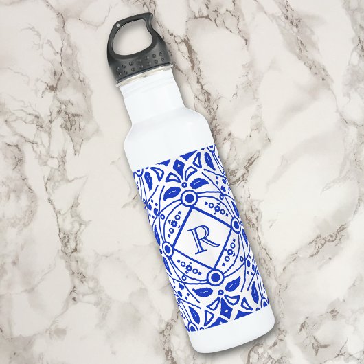 Bouteille D'eau En Acier Inoxydable Superbe Monogramme personnalisé Delft-Blue