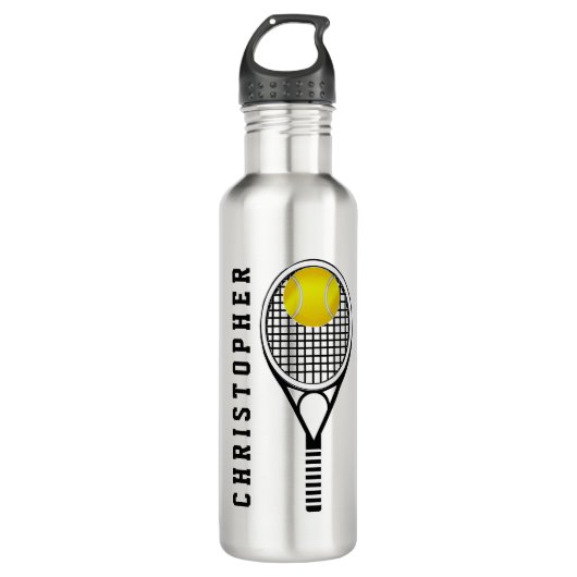 Bouteille D'eau En Acier Inoxydable Tennis Nom personnalisé ou Monogramme (Devant)