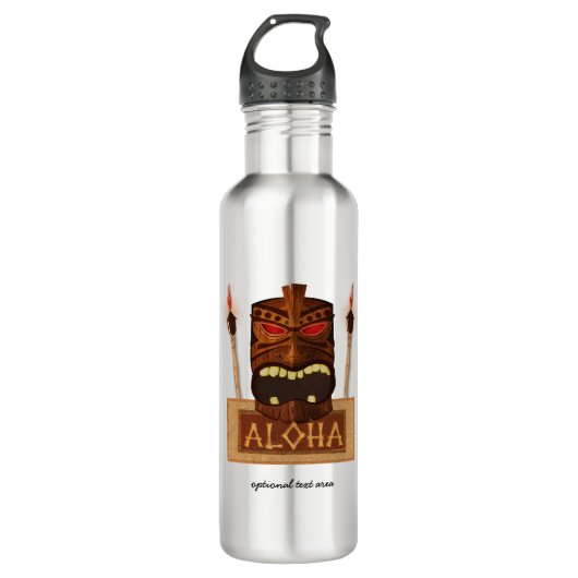 Bouteille D'eau En Acier Inoxydable Tiki Mask Aloha Hawaiian Art Summer Tropical (Devant)