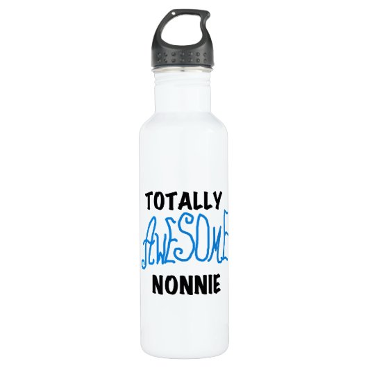 Bouteille D'eau En Acier Inoxydable Totalement génial Nonnie Blue Text Tshirts et (Devant)