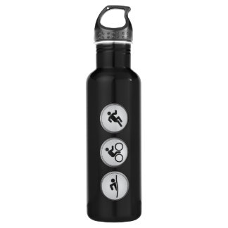 Bouteille D'eau En Acier Inoxydable Triathlon SWIM-CYCLE-RUN (noir)