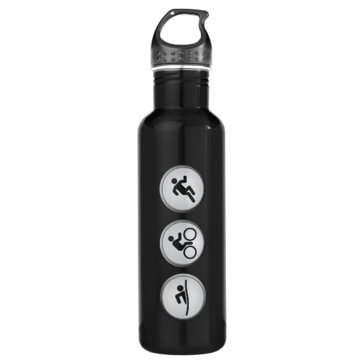 Bouteille D'eau En Acier Inoxydable Triathlon SWIM-CYCLE-RUN (noir) (Devant)