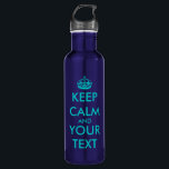 Bouteille D'eau En Acier Inoxydable Turquoise KeepCalm | Personalizable<br><div class="desc">Conception de KeepCalm | Personalizable de bleu de turquoise. Personnalisable mignon pour les sports et le camping.</div>