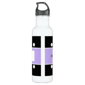 Bouteille D'eau En Acier Inoxydable Violet et noir avec points et nom (Dos)