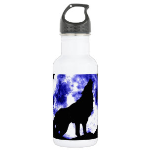 Bouteille D'eau En Acier Inoxydable Wolf Howling à Moon