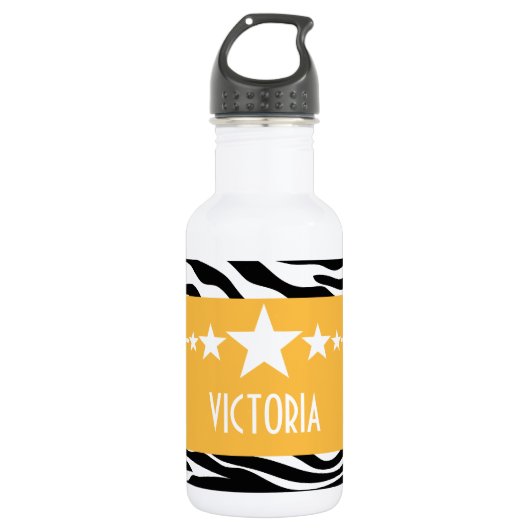 Bouteille D'eau En Acier Inoxydable Yellow Sassy Star Zebra (Devant)