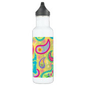 Bouteille D'eau En Acier Inoxydable Yellow Turquoise Moderne Pasley Motif Monogramme (Droite)