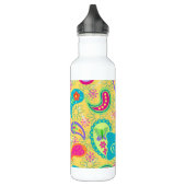 Bouteille D'eau En Acier Inoxydable Yellow Turquoise Moderne Pasley Motif Monogramme (Gauche)