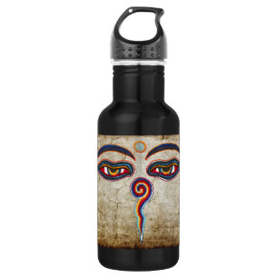 Bouteille D'eau En Acier Inoxydable Yeux De Bouddha / Augen der Weisheit antique
