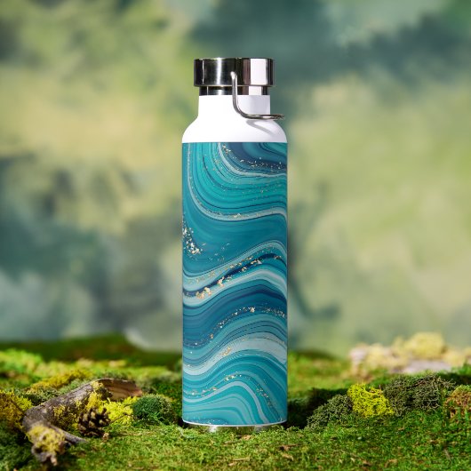 Bouteille d'eau en marbre liquide bleu (Extérieur)