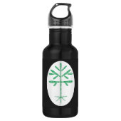 Bouteille d'eau en noir avec un sabot vert (Devant)