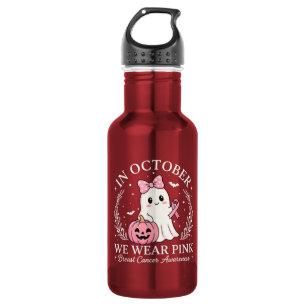 Bouteille D'eau En Octobre Nous Portons Le Fantôme Rose Halloween