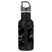 Bouteille d'eau en pierre de marbre noir avec text (Dos)