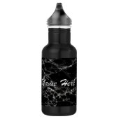Bouteille d'eau en pierre de marbre noir avec text (Droite)