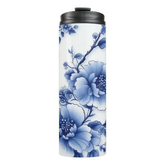 Bouteille d'eau en plastique bleu fleur (Devant)