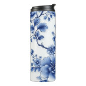 Bouteille d'eau en plastique bleu fleur (Tourné sur la gauche)