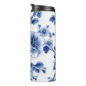 Bouteille d'eau en plastique bleu fleur (Tourné sur la droite)