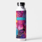 Bouteille D'eau Encre d'alcool Abstraite moderne - bleu violet ora (Gauche)