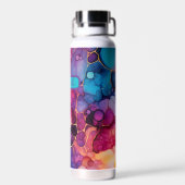 Bouteille D'eau Encre d'alcool Abstraite moderne - bleu violet ora (Arrière)