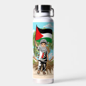 Bouteille D'eau Enfant avec Keffiyeh Palestine Drapeau et olivier (Arrière)