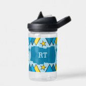 Bouteille D'eau Enfants ajouter initiales étoiles triangles bleu j (Gauche)