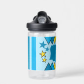 Bouteille D'eau Enfants ajouter initiales étoiles triangles bleu j (Avant)