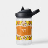 Bouteille D'eau Enfants ajouter initiales étoiles triangles orange (Gauche)