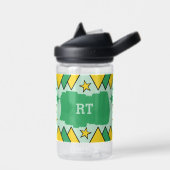 Bouteille D'eau Enfants ajouter initiales étoiles triangles vert j (Gauche)