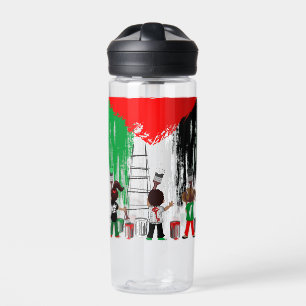 Bouteille D'eau Enfants de Gaza peignant le drapeau de la Palestin