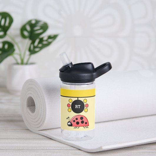 Bouteille D'eau Enfants ladybugs ajouter initiales étoiles jaune C (Gauche)